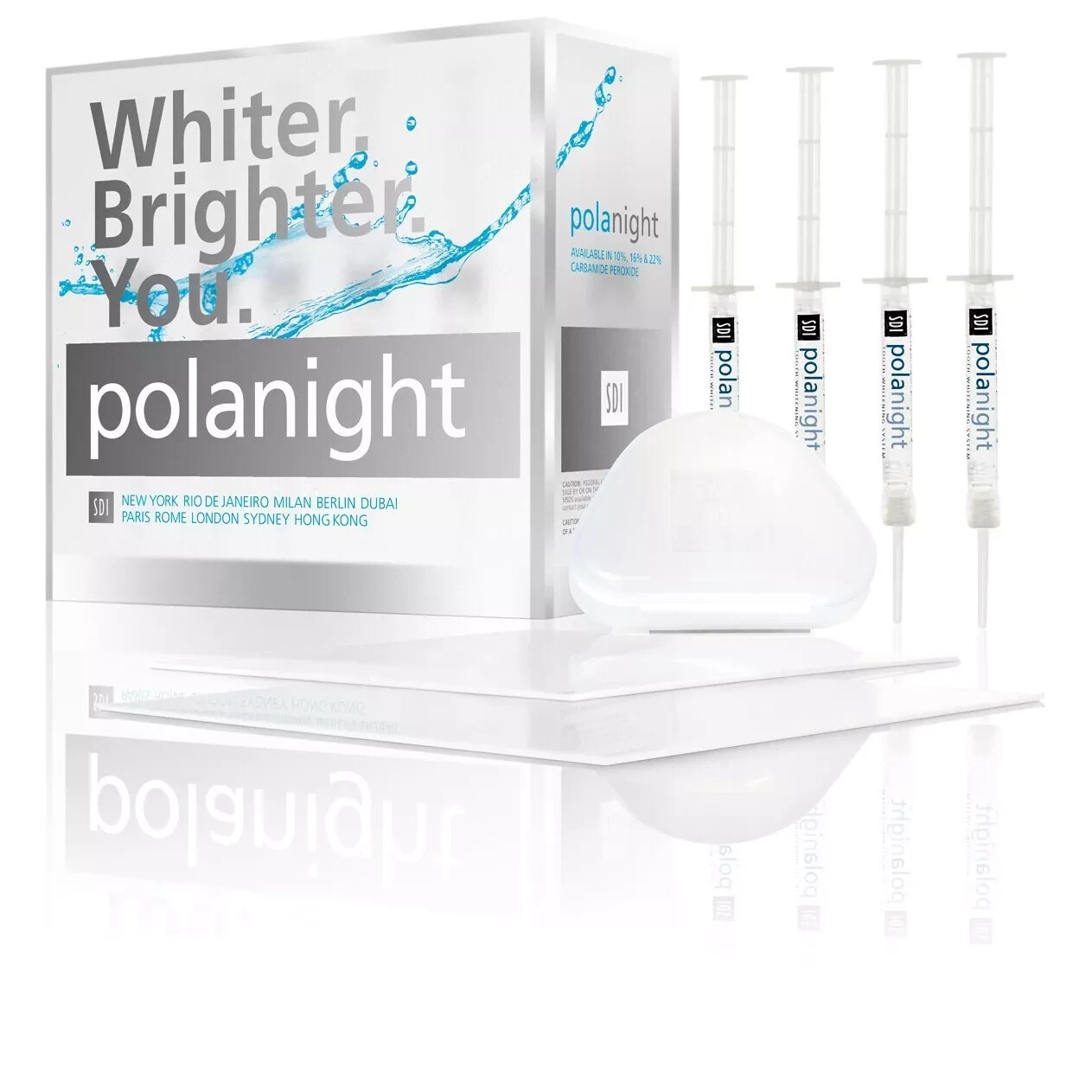 SDI Pola Night Kit 22% Dental Tooth Whitening Bleach Kit of 4 X 3gm Syringes.