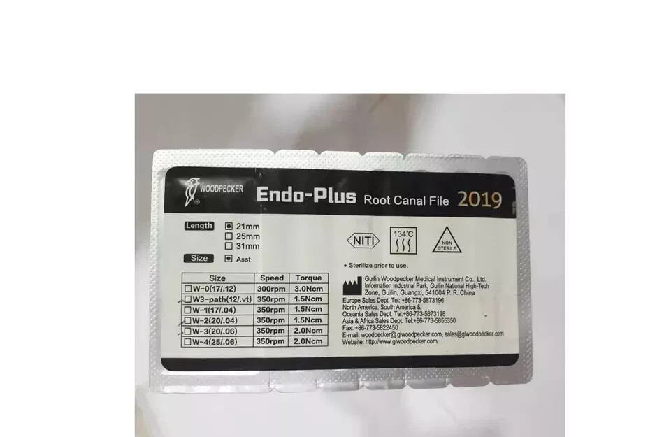 Dental Woodpecker Endo Plus Ni -Ti Root Canal 6 Files Pack Assorted 25mm Length