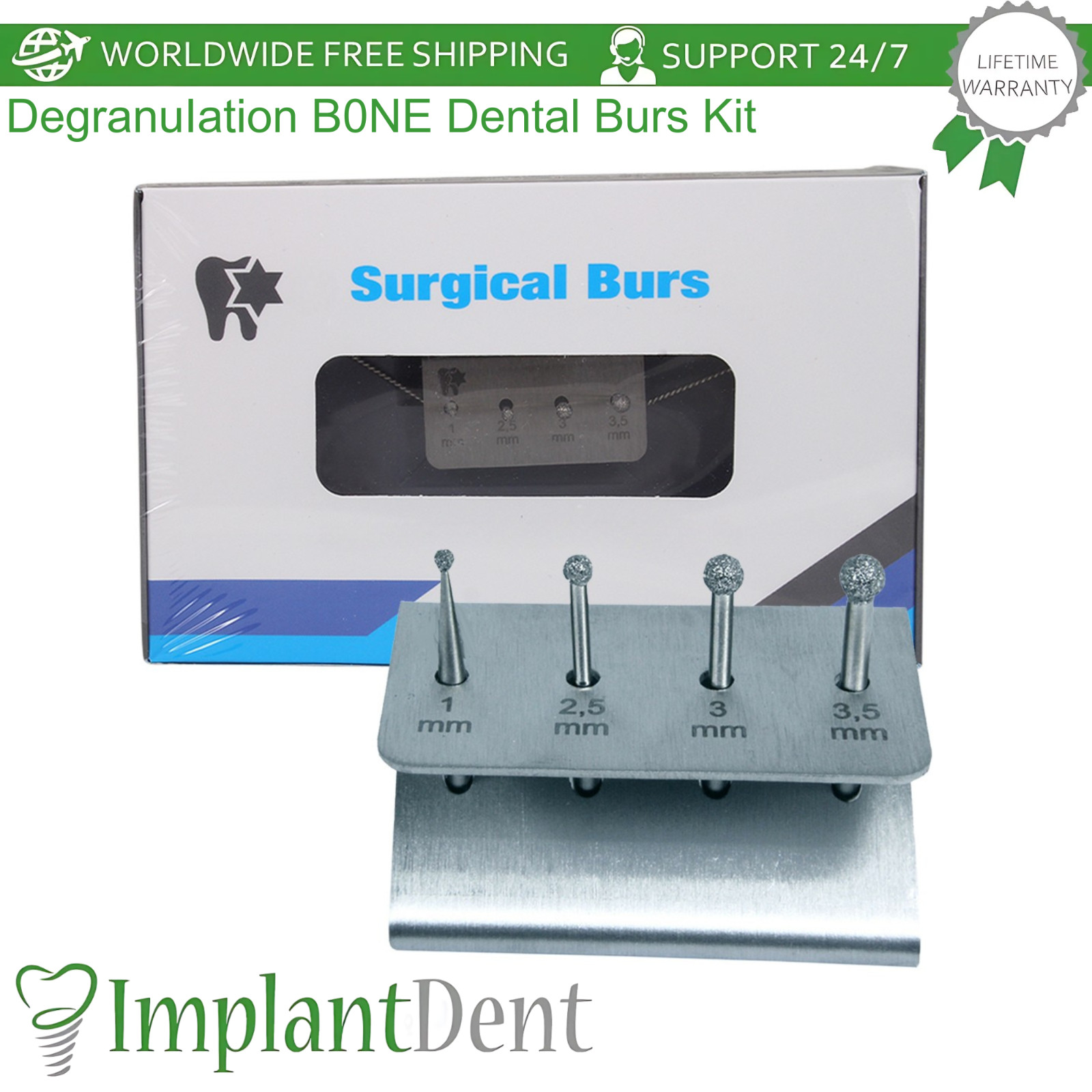 DegranuIation B0NE Dental Burs Kit Stainless Steel Multi-Task Dentistry Tool