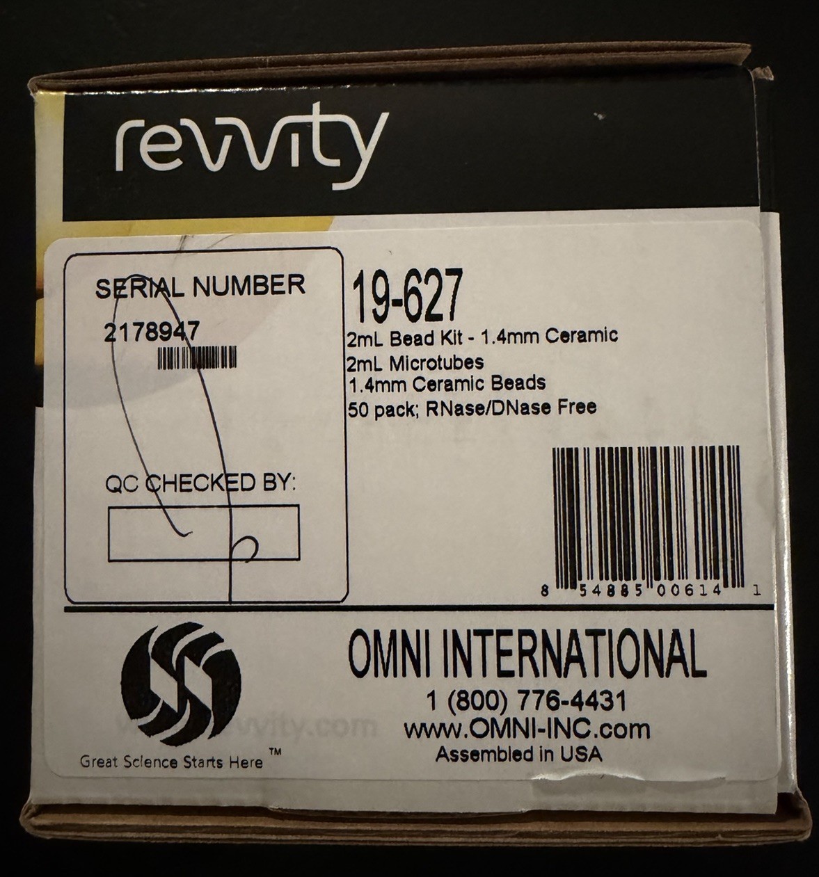 Revvity – Omni International – Part No. 19-627 – Bead Kit, Size 2Ml – 50 pack