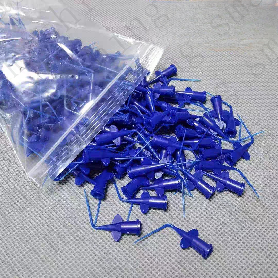 200Pcs Dental Aspirator Root Canal Tip Irrigator Irrigation Blue Tips Flushing