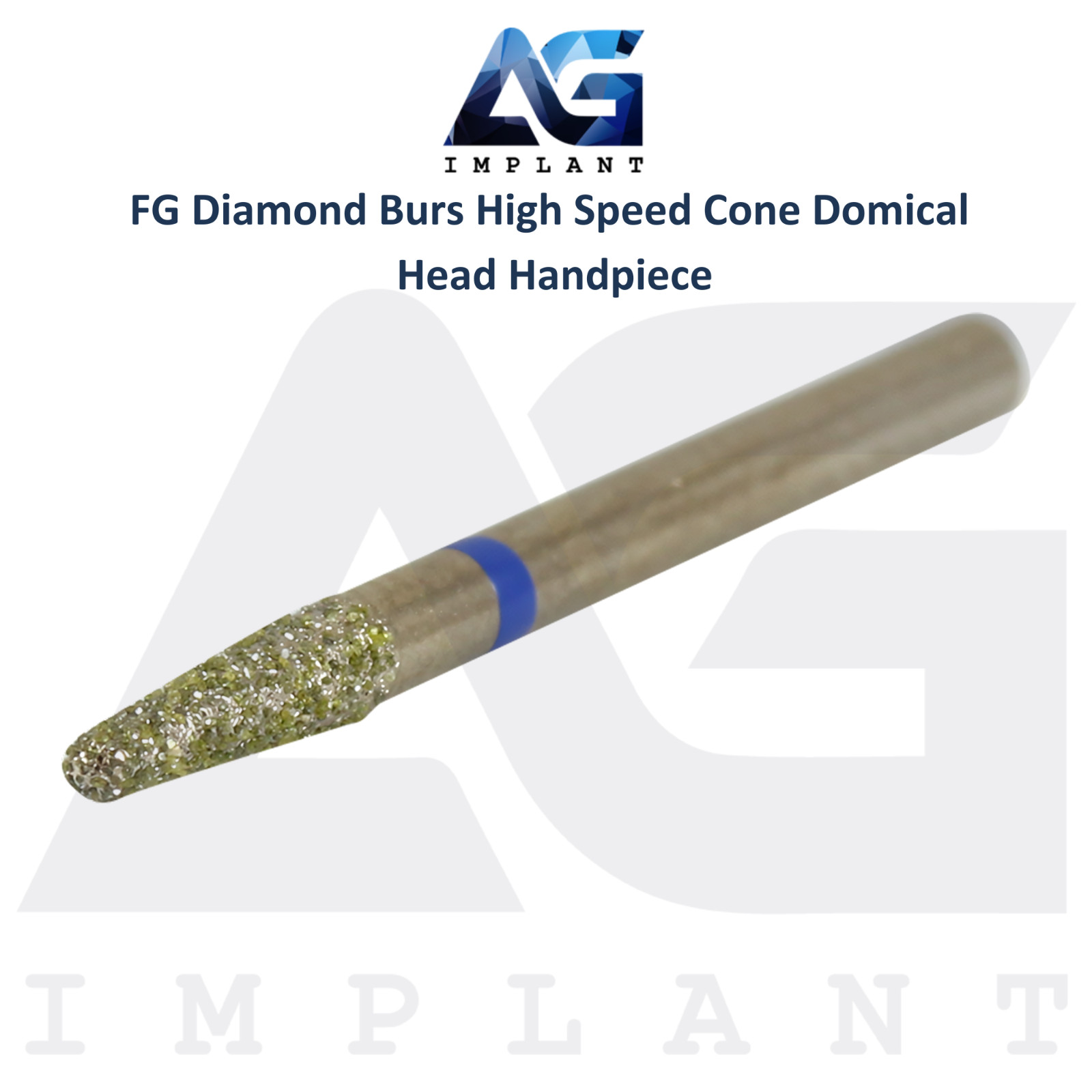 Dental FG Diamond 10 Burs High Speed Cone Domical Head Handpiece Stainless Steel