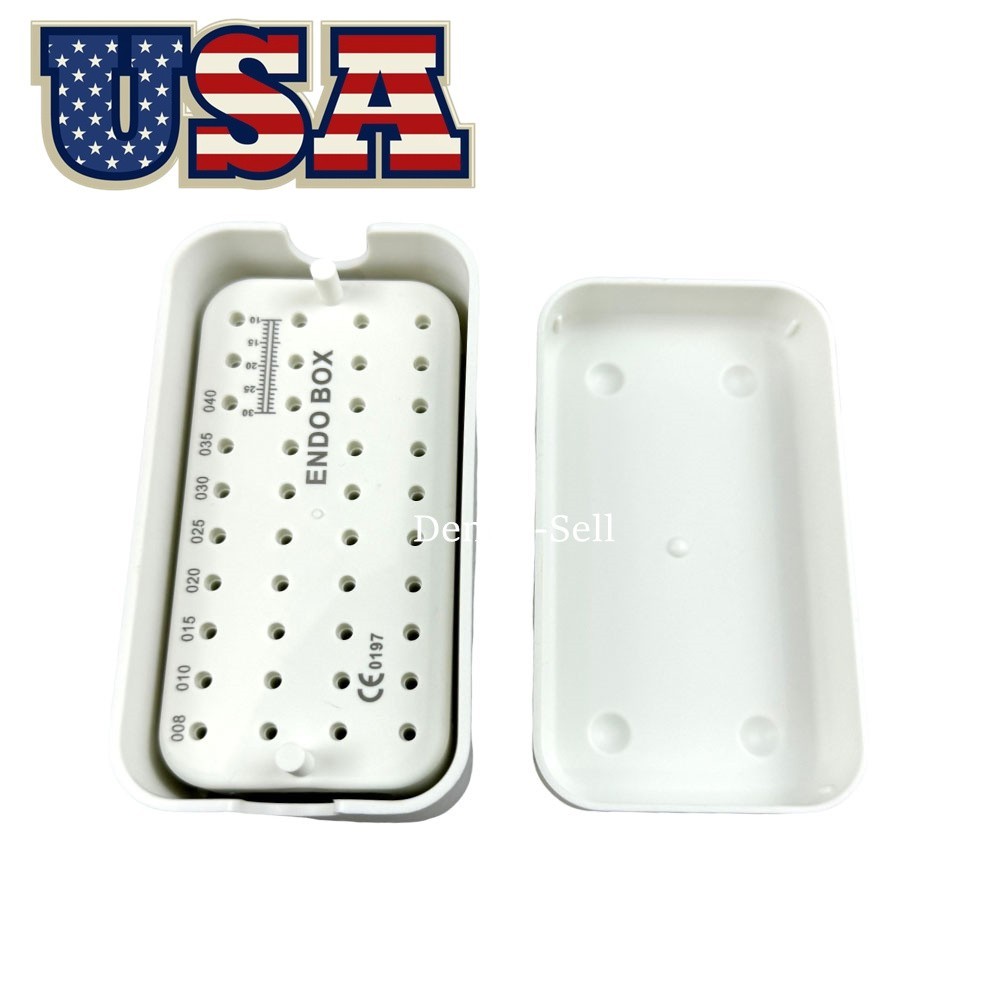 40 Holes Dental Endo Burs Box Endodontic Files Holder Disinfection Box w Ruler