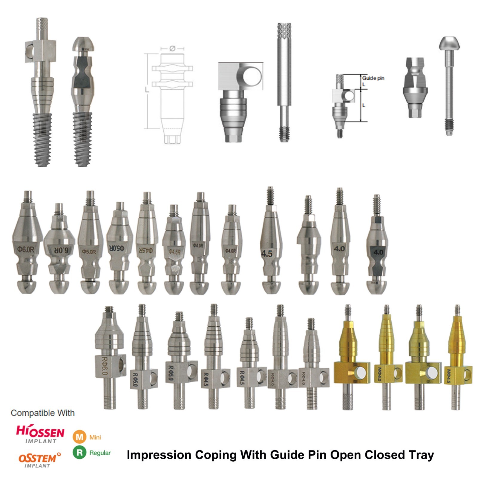 Hiossen ET TS Transfer Coping Open & Closed Tray Implant Impression Pick Up Tool