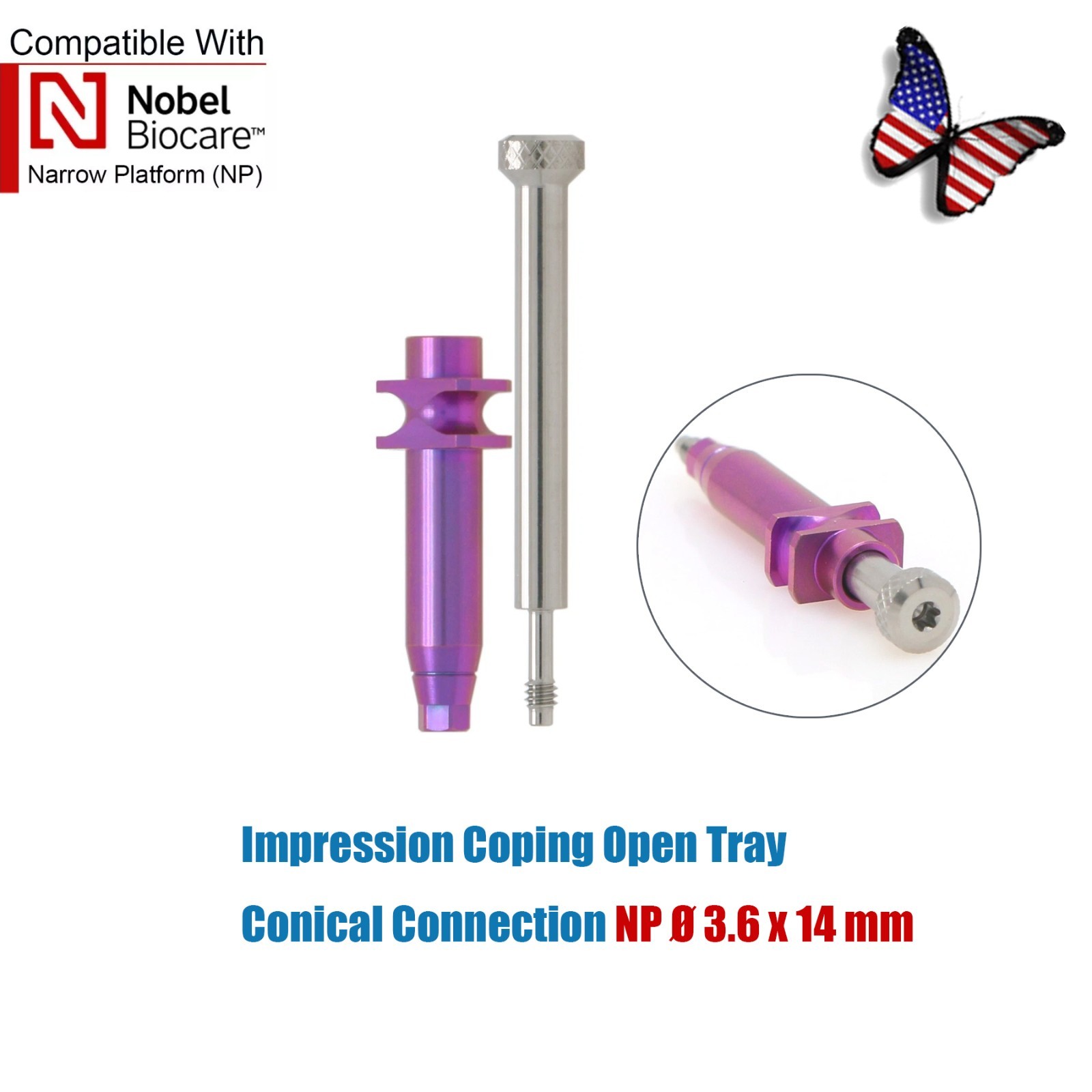 US For NobelActive Replace Internal Conical Open Tray Pick-Up Impression Coping