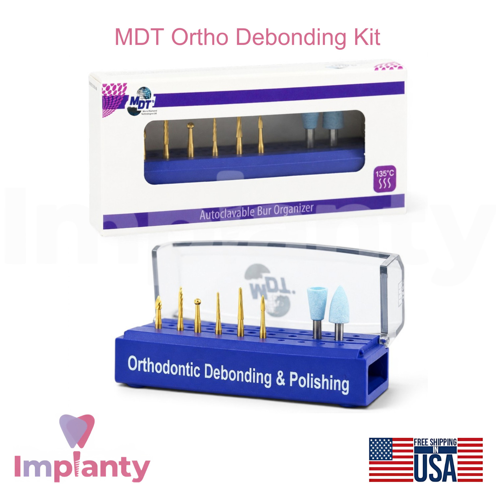 MDT 0rtho Debonding Kit Dental Diamond Coated Burs Trimming Polishing Finishing