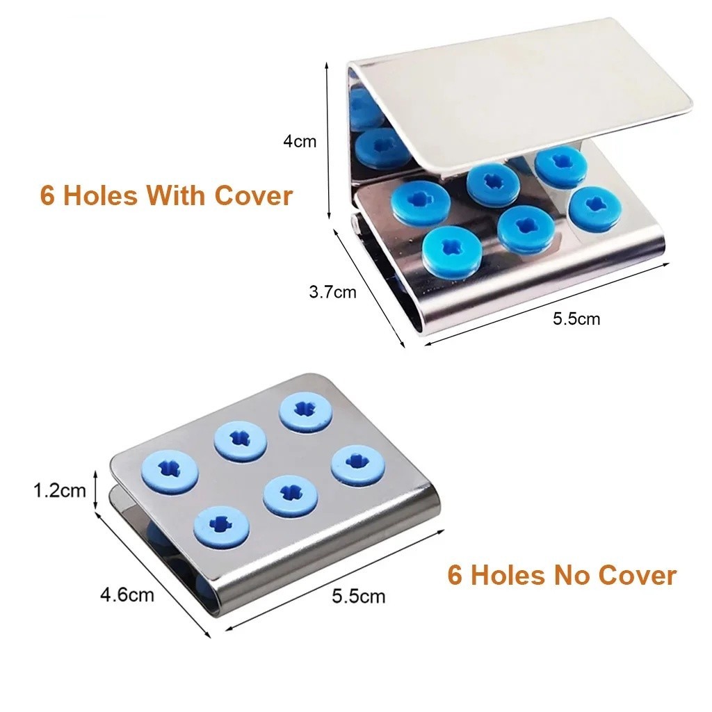 Dental Scaler Tip Holder Burs Stand Holder Block Case Steel Box Storage 6/30Hole