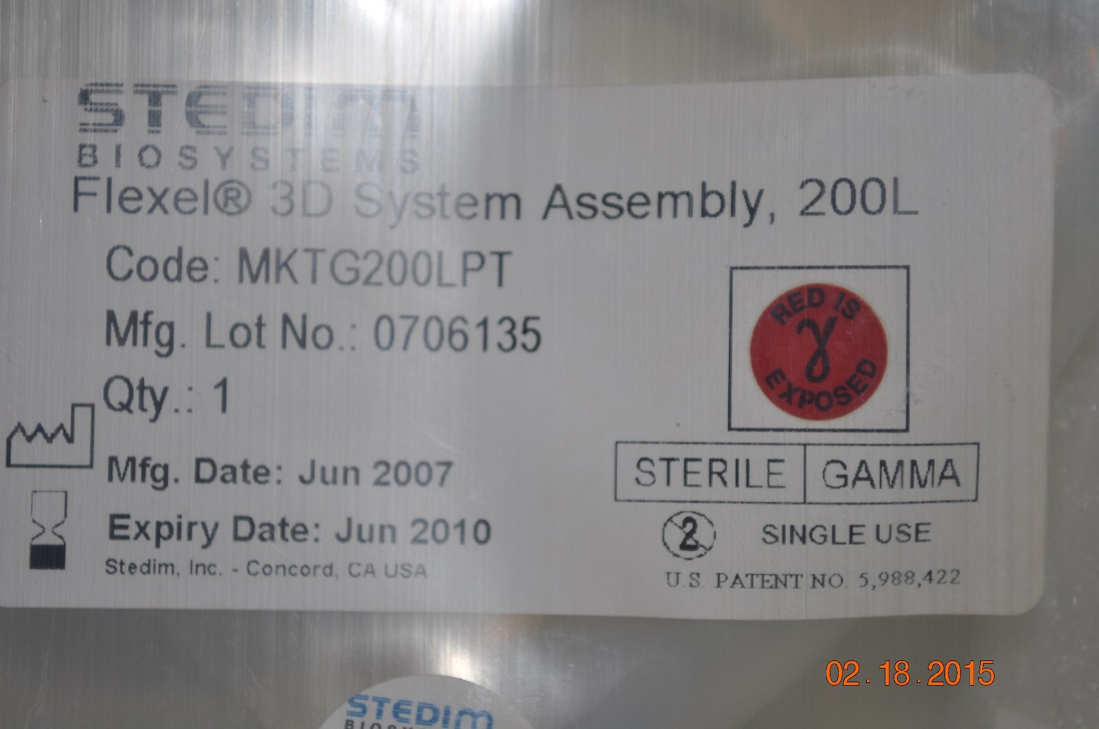 Stedium Biosystems Flexel 3D System Assembly 200L MKTG200LPT 8pcs
