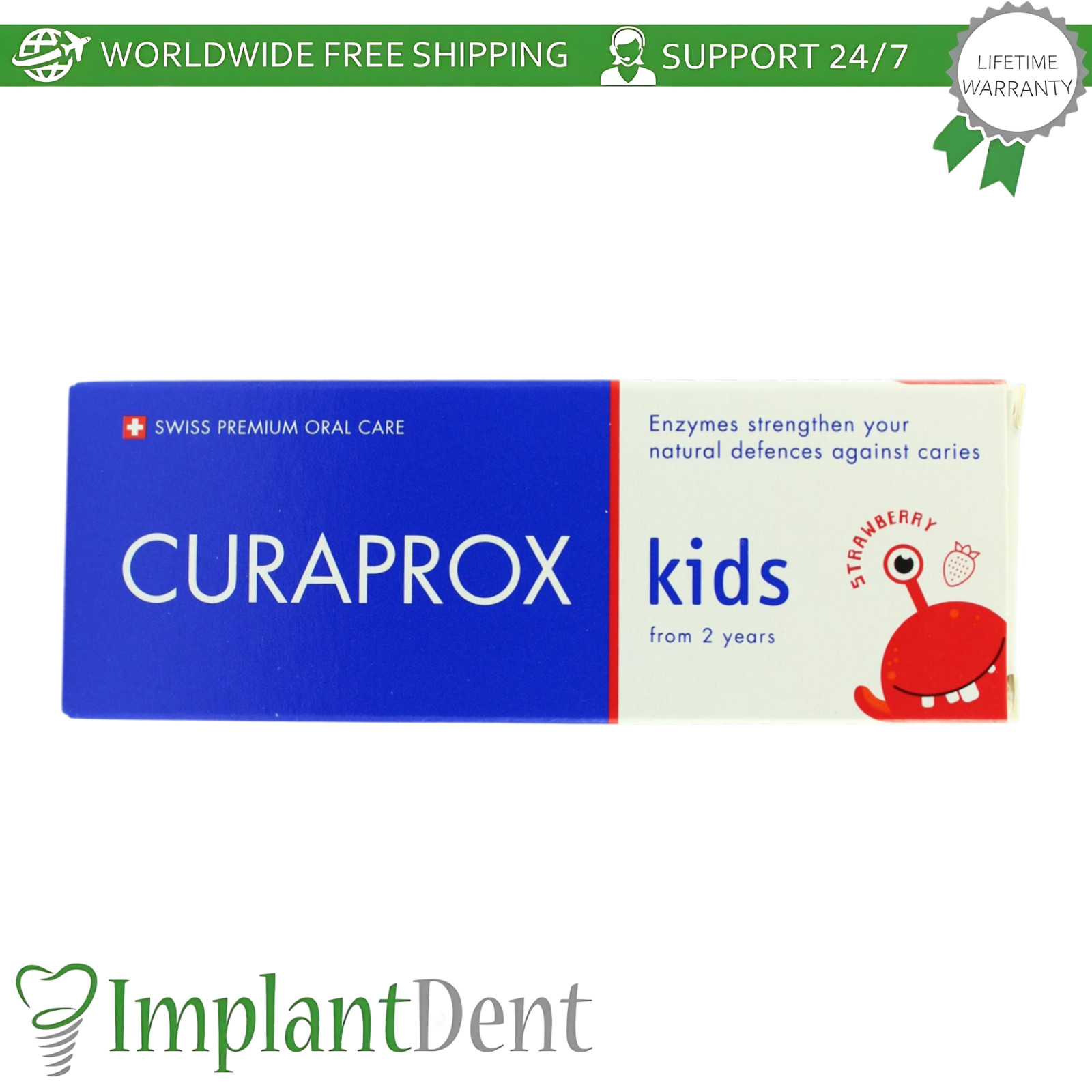 Dental Strawberry Toothpaste 60ml Kids Age 2+ Gentle Oral Care Hygiene Curaprox