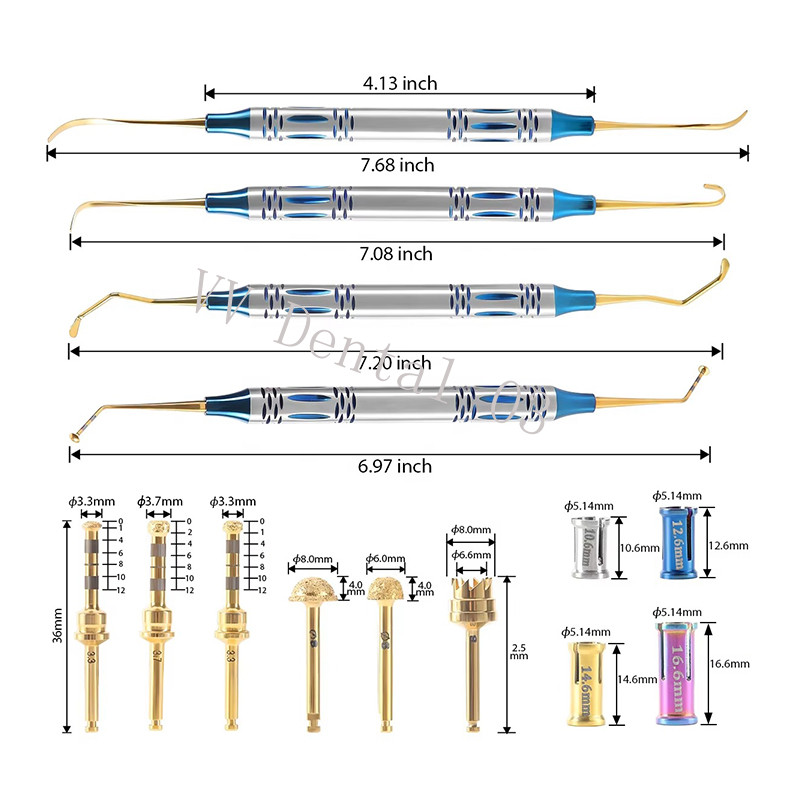 Dental Sinus Lifting Elevation Kit Crestal Drills Stoppers Elevation Instruments