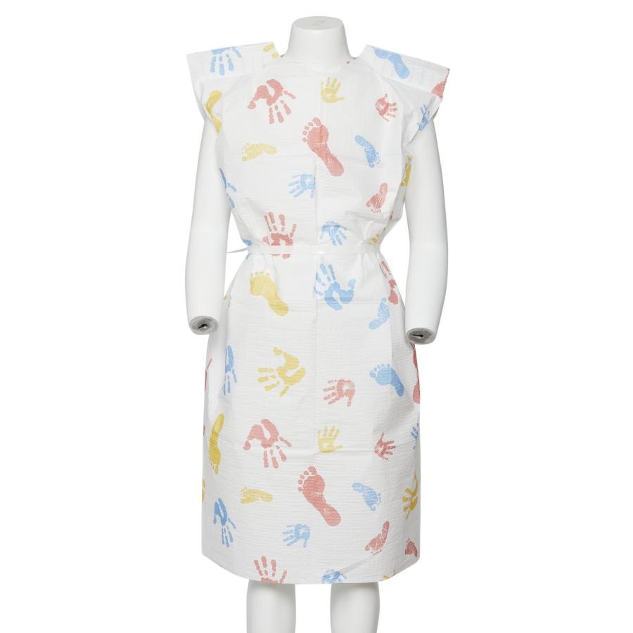 Graham Medical Pediatric Exam Gown Unisex Hand/Foot Print 20×36″ Short Sleeve 50