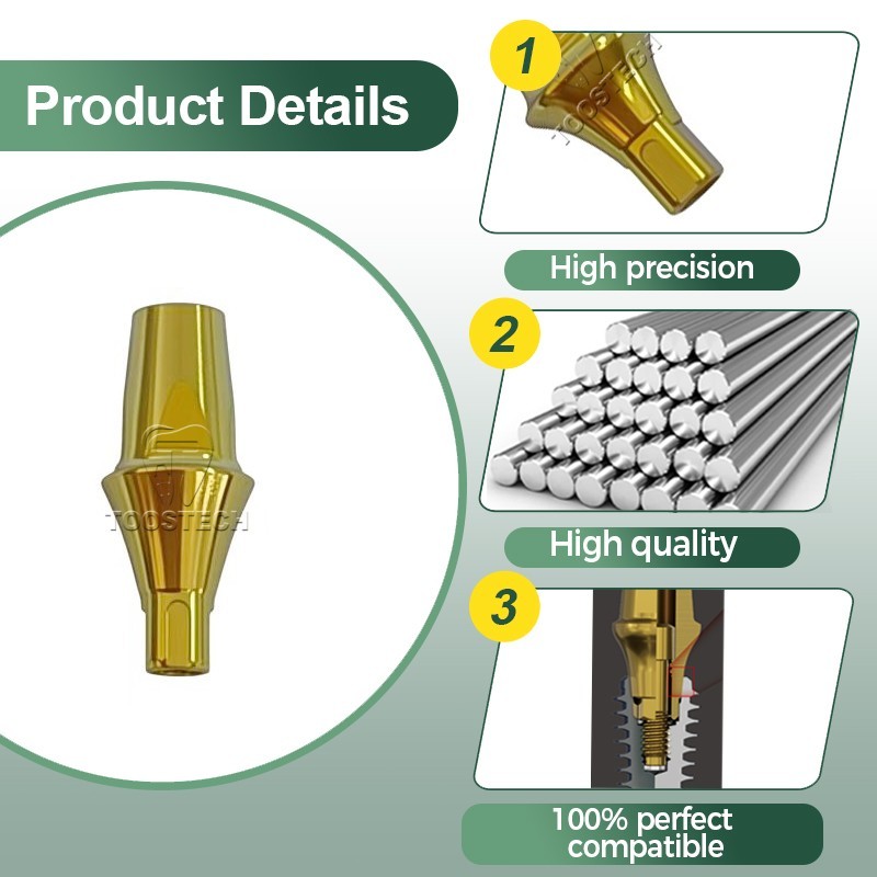 10pcs Titanium straight abutment fits to ITI Straumann Platform NC D5.0 GH1-3mm