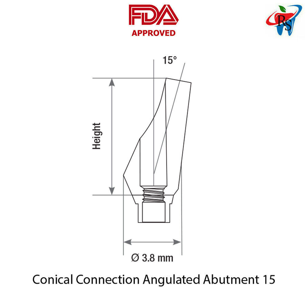 DSl Dental Adapter Head Angulated 15° Conical Connection NP Ø3.5mm Fixture
