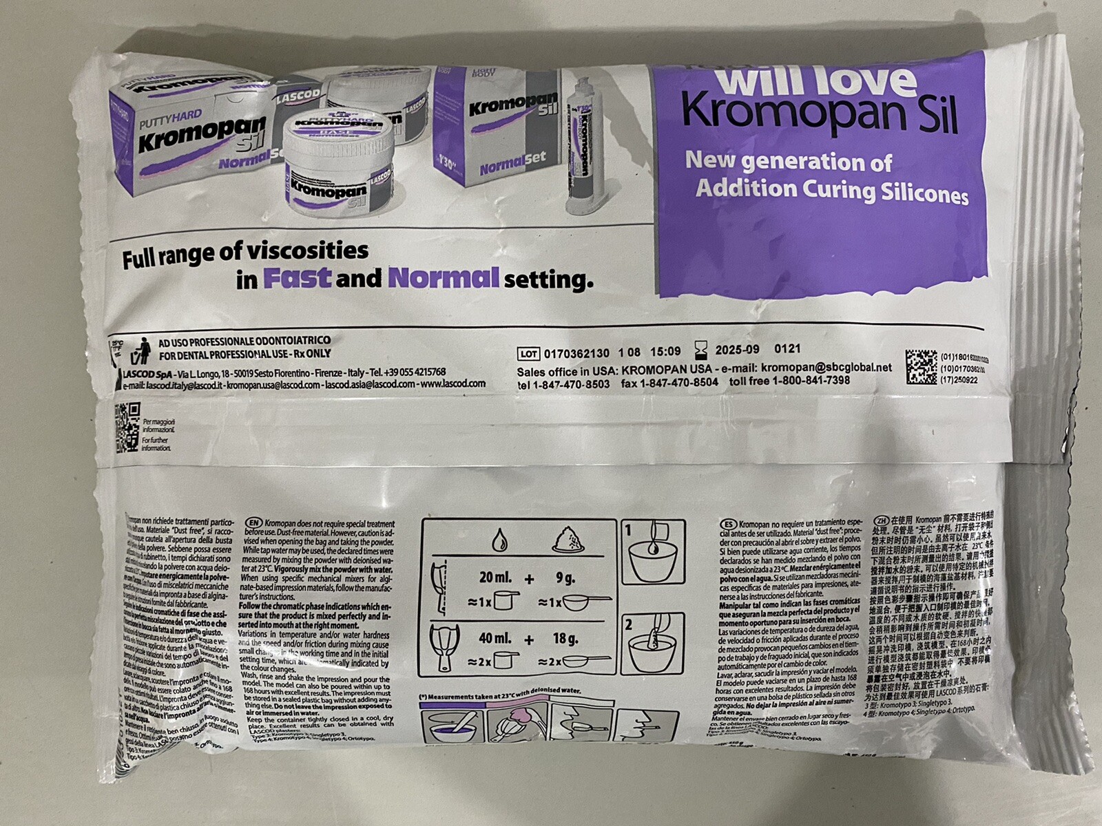 Kromopan Alginate 1lb/Pouch Dust Free Color Changing