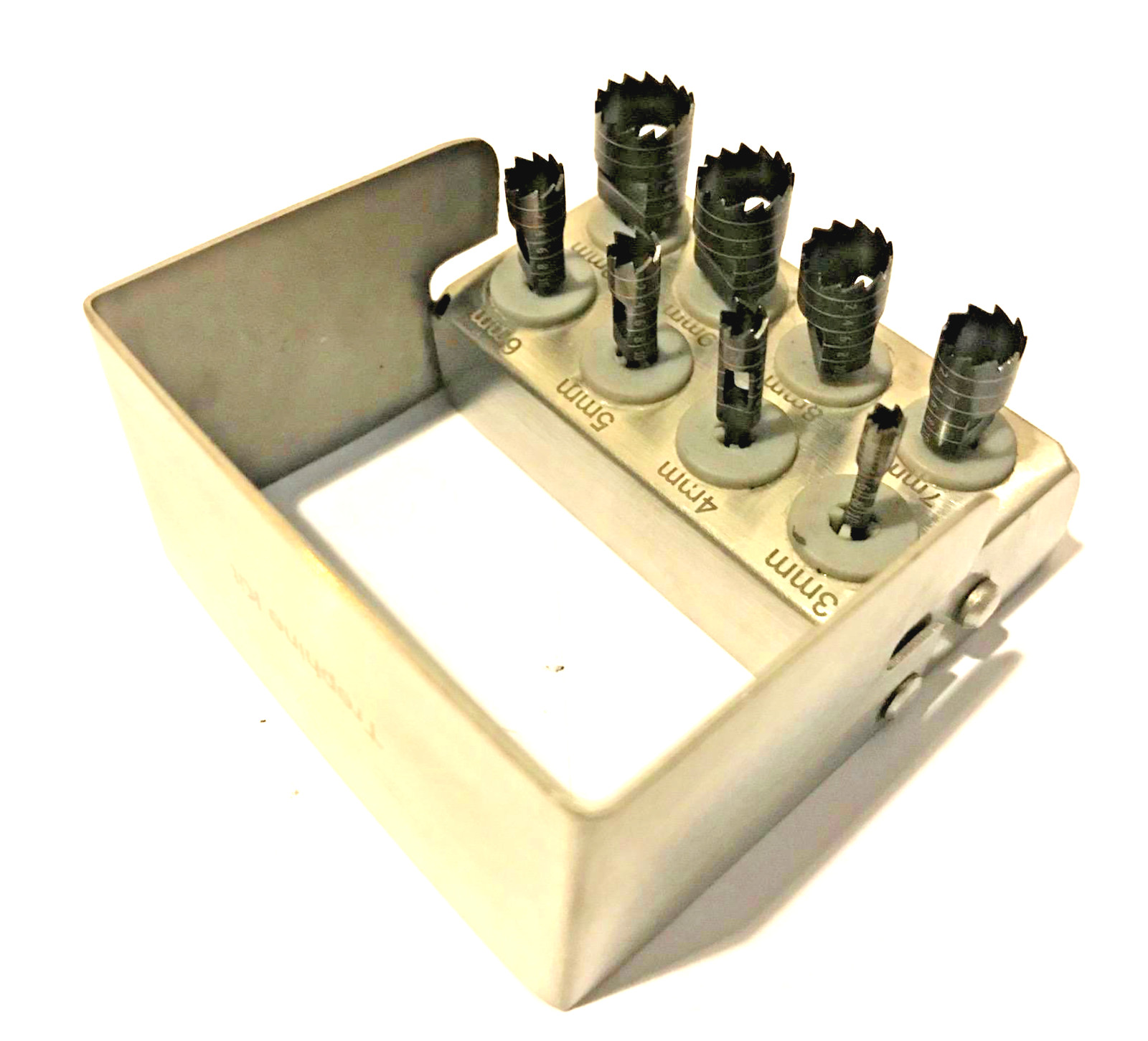 Dental Trephine Drills 8 Piece Kit for Implant Surgery + Bur Holder Black