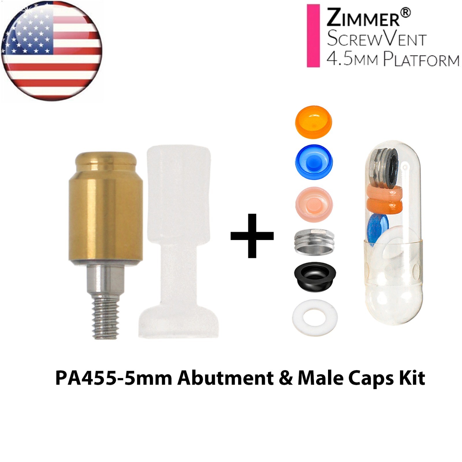 US Dental Locator Abutment For Zimmer Tapered Screw-Vent TSV Ø3.5/4.5mm Platform