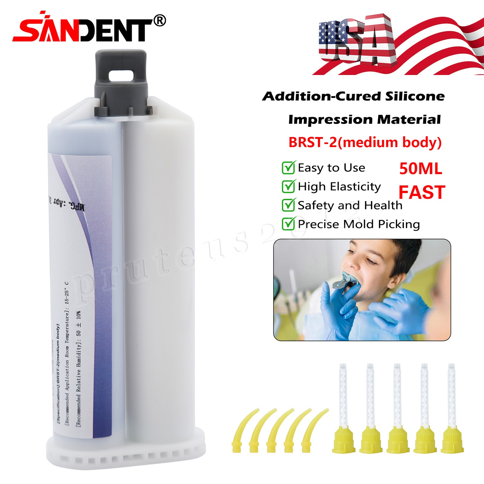 Dental MEDIUM BODY FAST SET VPS Impression Material 50ml, 1-16/Bx SANDENT