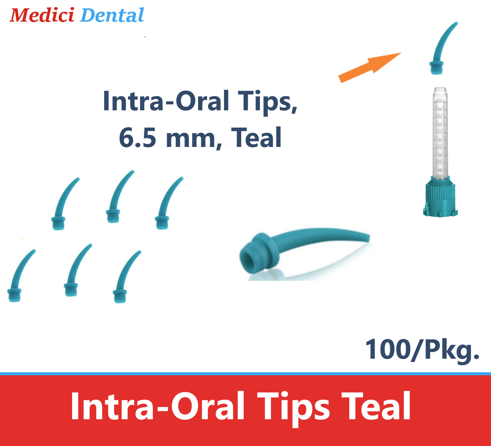 Dental Intra Oral Impression Mixing Tips Teal 6.5 mm, 100/pk