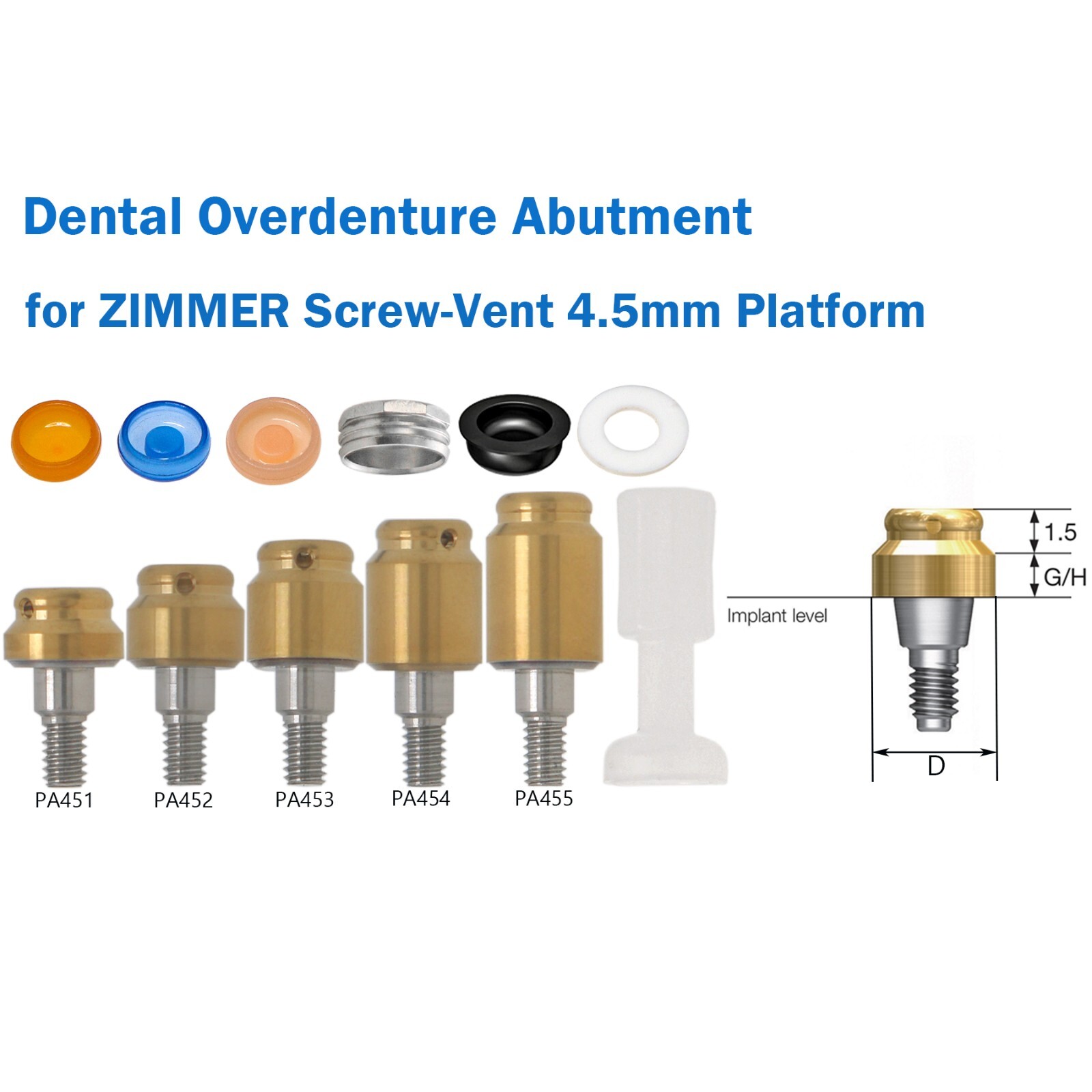 Dental 3.5/4.5mm Locator Attachment For Zimmer Screw-Vent system Abutment