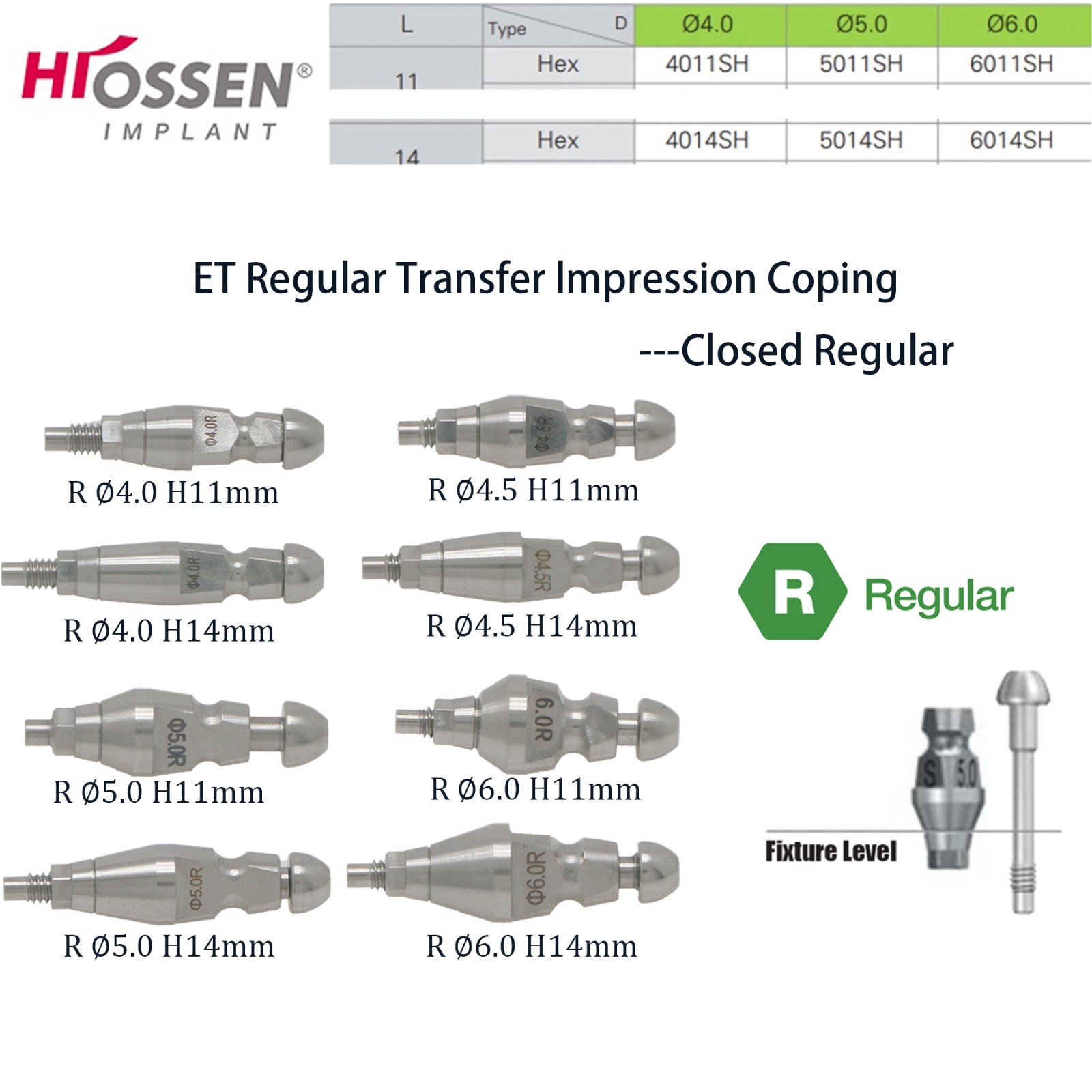 For Hiossen Osstem Dental Healing Abutment Impression Open Close Tray Lab Analog