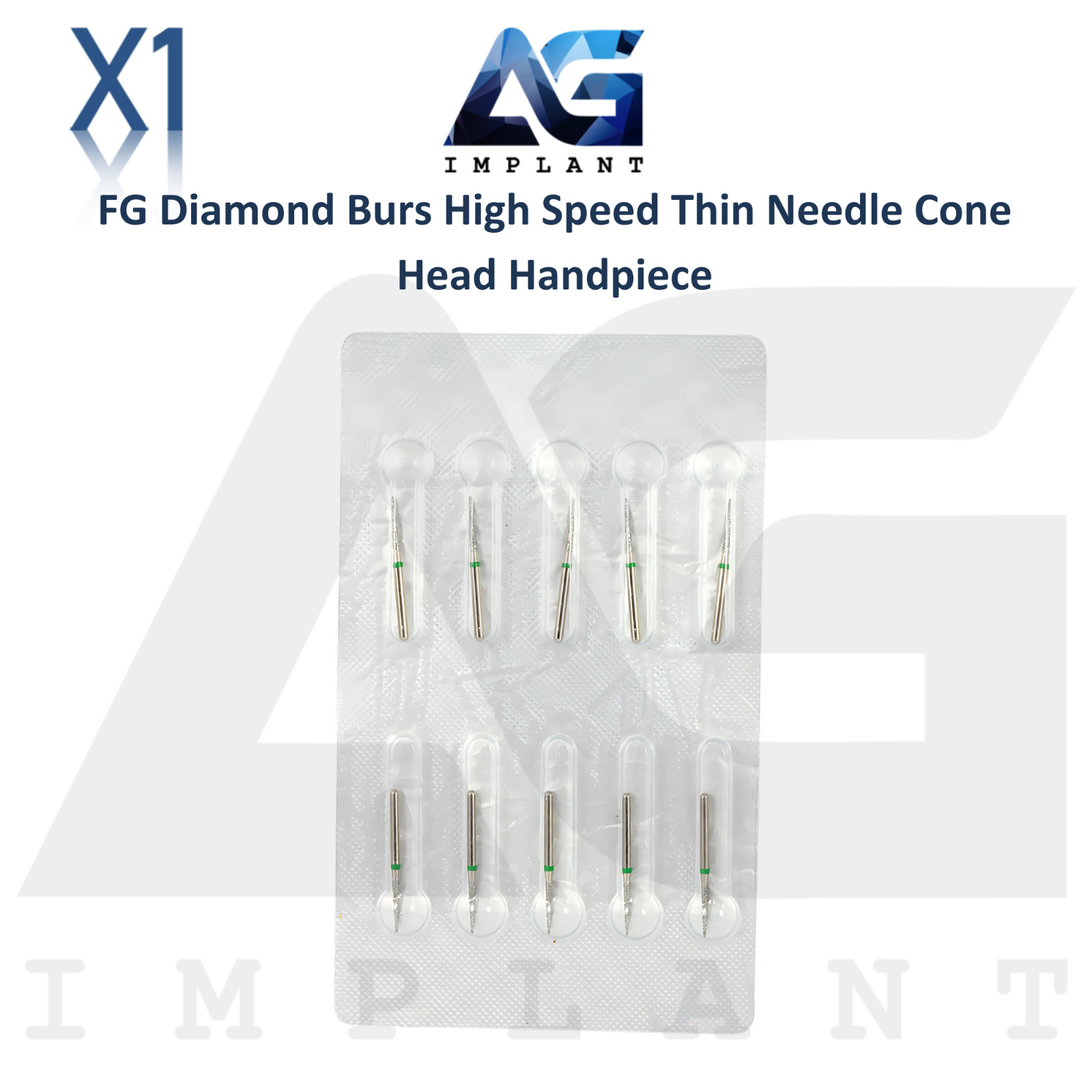 Dental FG Diamond Burs High Speed Thin Needle Cone Head Handpiece Sterile 10pcs