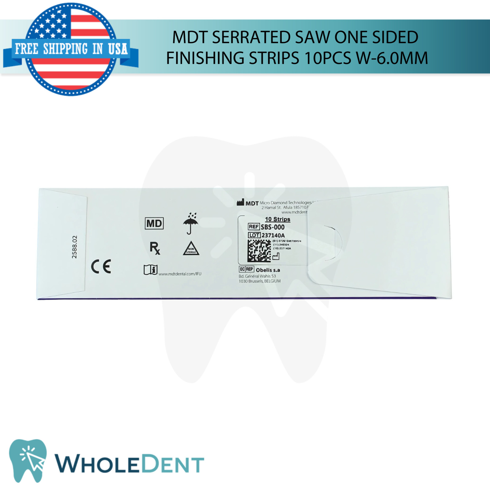 10pcs Dental MDT Serrated Saw One Sided Finishing Strips W6.0mm Contouring