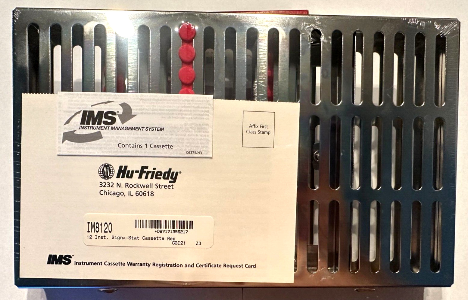 HU-FRIEDY DENTAL CASSETTE IMS 12 INSTRUMENTS RED IM8120