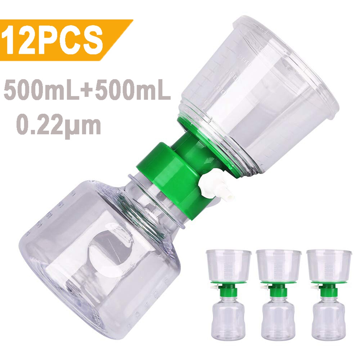 4-12PCS 500ml Sterile Disposable Vacuum Bottle Top Filters 0.22um PES Membrane