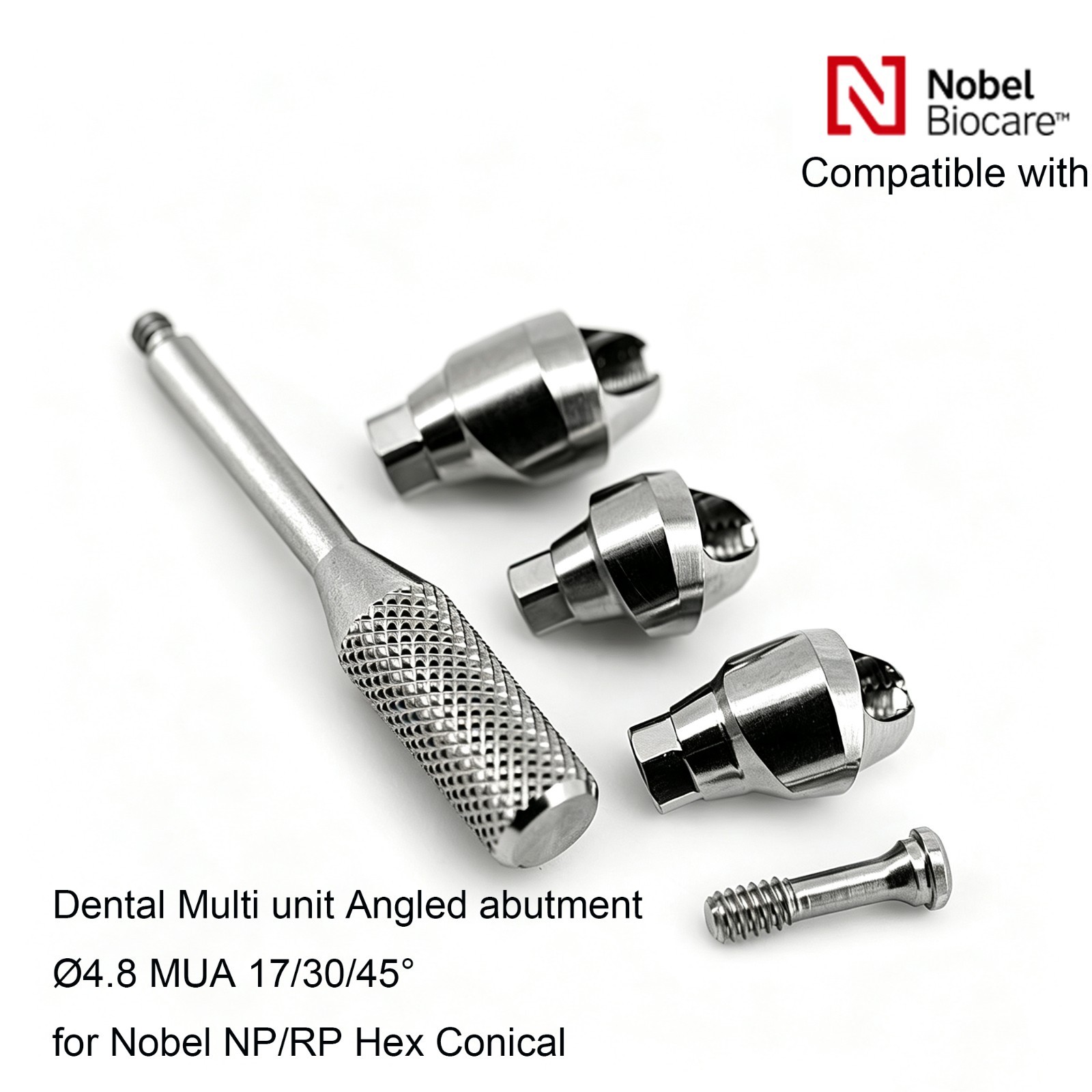 Dental Multi unit Angled abutment Ø4.8 MUA 17/30/45° for Nobel NP/RP Hex Conical