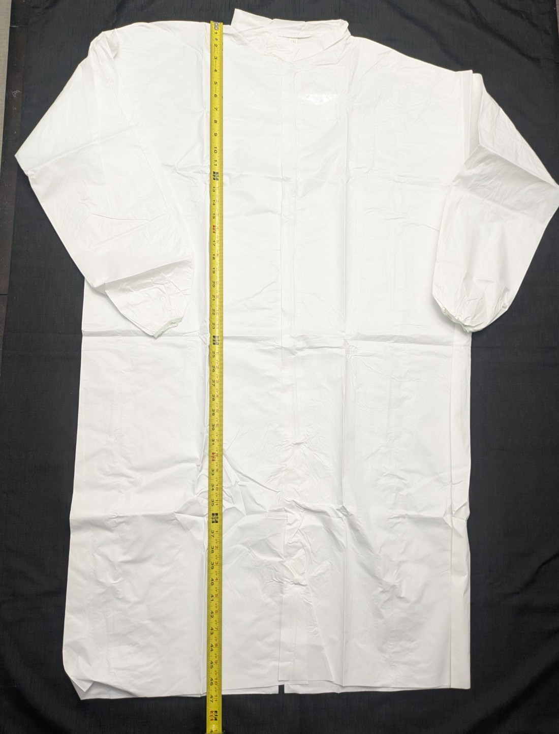 Disposable Protective Frock 2XL White Zip Front Long Sleeve Elastic Cuffs 29pc