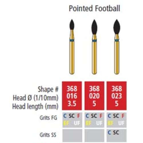 Alpen FG #368.023 Fine Grit Diamond Bur, Pack of 5