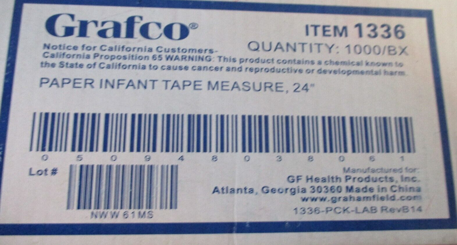 Grafco Paper Infant Tape Measure, 24″, 1000 ct