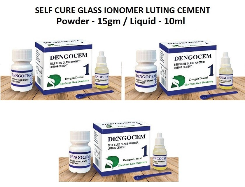 3 x Dental DENGOCEM 1 Self Cure Glass Ionomer Luting Cement for Crown & Inlays