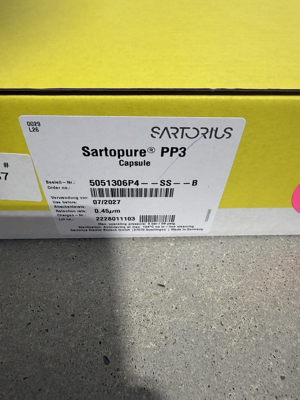 (5/Pk) SARTORIUS Sartopore PP3 Filter Capsule 0.45um Size 4 5051306P4–SS–B NEW