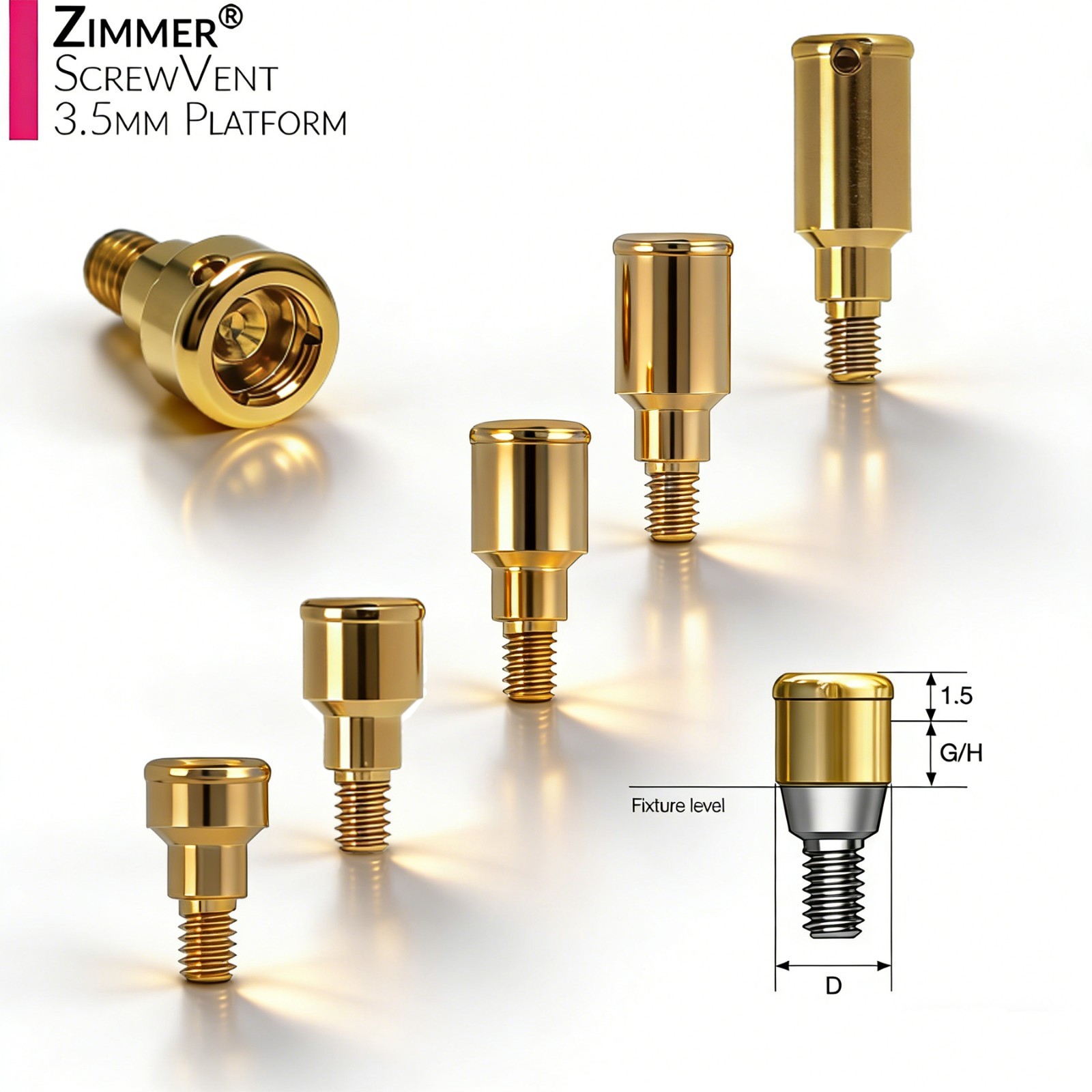 US Dental Locator Overdenture Abutment for Zimmer Screw-Vent 3.5 & Accessory Kit
