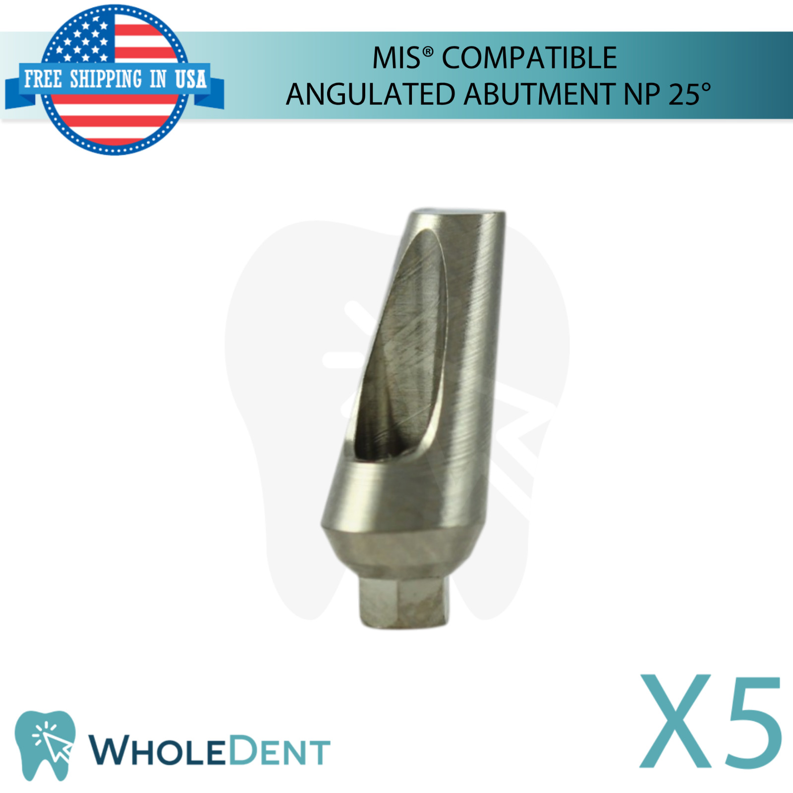 5x Angulated Dental Prosthetic 25° NP MIS® Compatible 9.0mm Int Hex 2.10mm