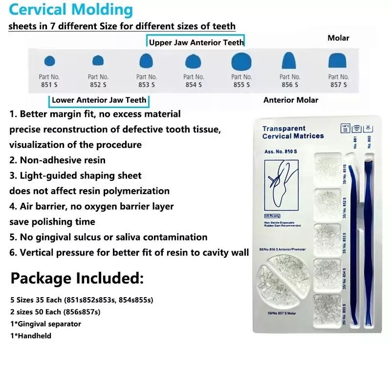 10Packs Dental Cervical Matrices Composite Gingival Retractor Transparent Matrix