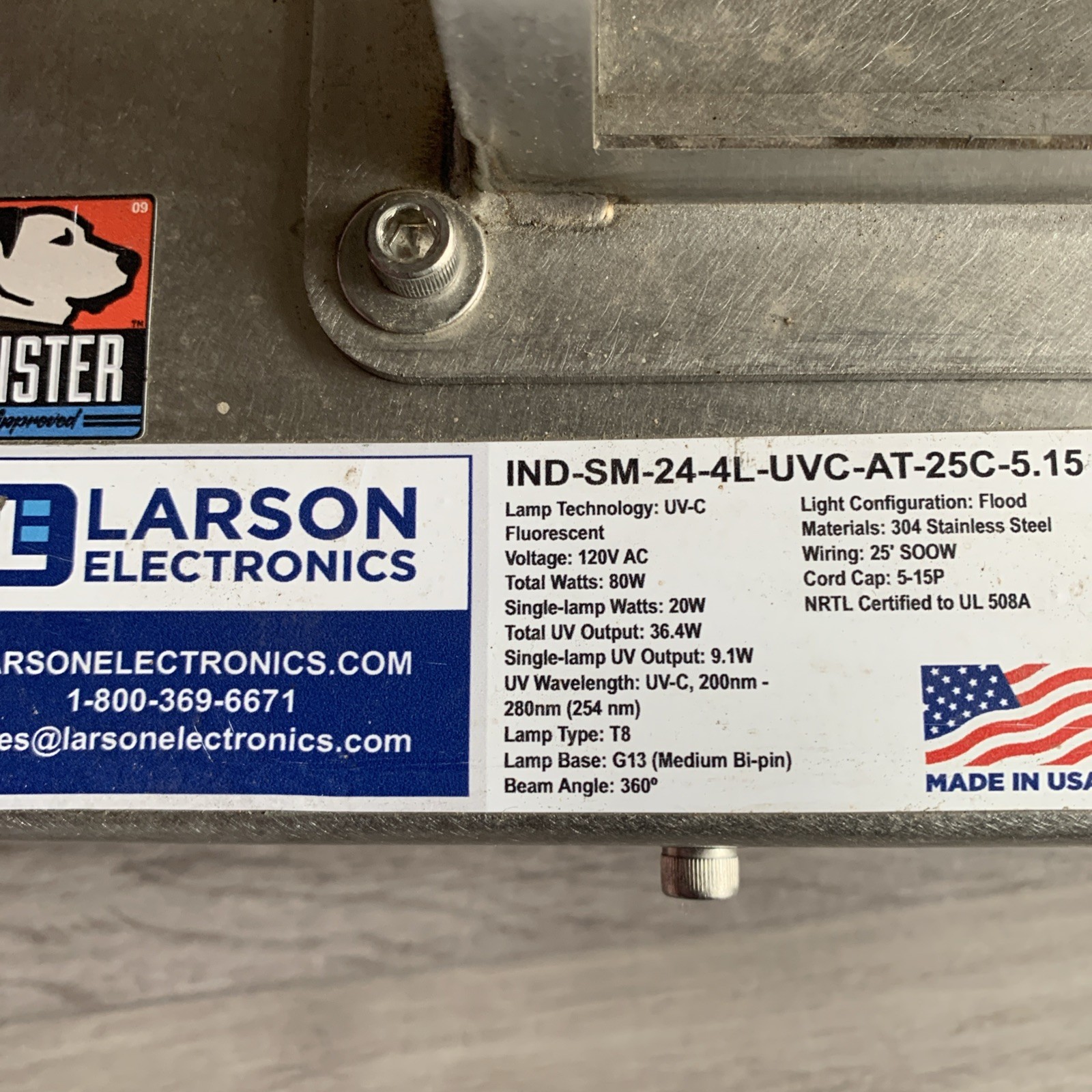 Larson Industrial Portable UV Sanitation Cart – 3500 sq. ft – Used