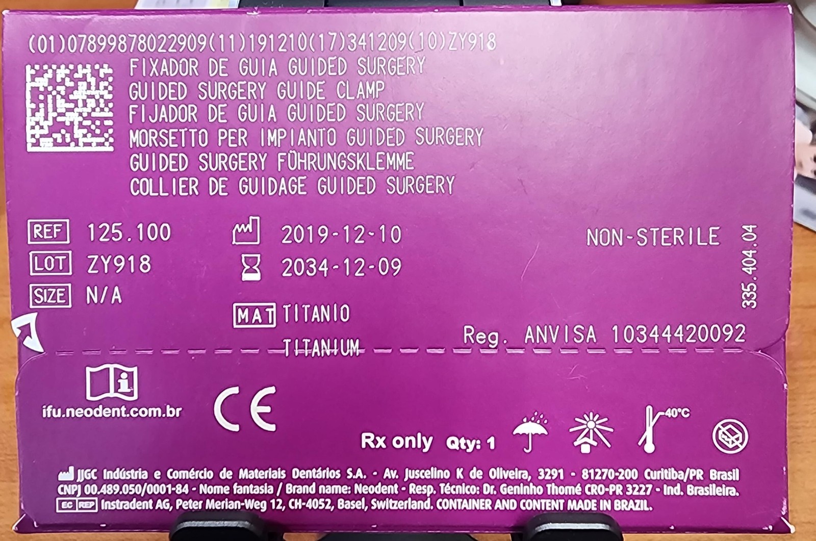 Neodent Guided Surgery Guide Clamp. REF: 125.100