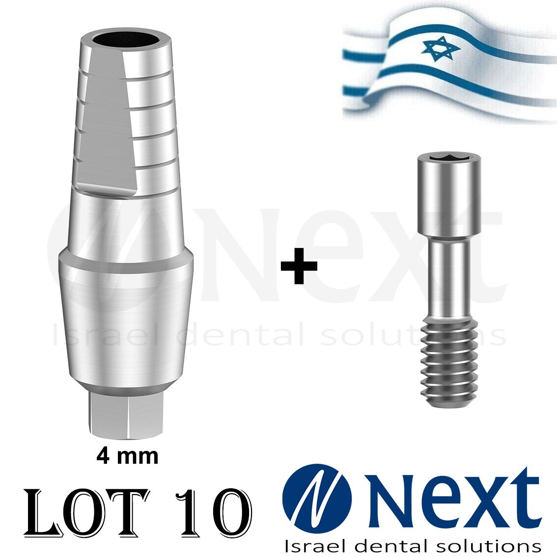 Lot x 10 Straight Titanium Abutment hex 2.42 shoulder screw 4 mm