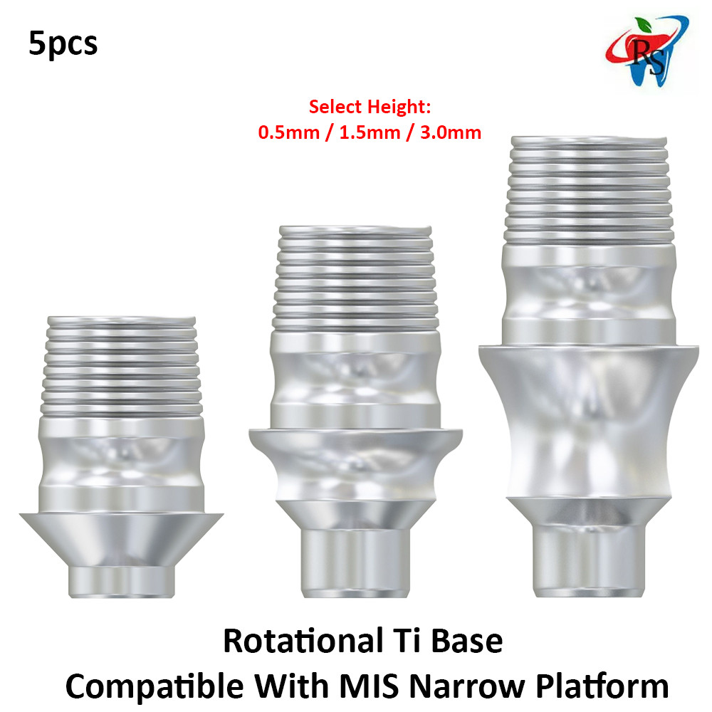 5pcs Dental CAD/CAM Rotational Ti Base Compatible With MIS Narrow Platform Ø3.3