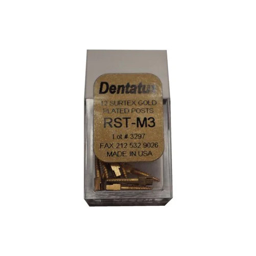 Dentatus RST-M3 Surtex Classic Gold Plated Posts Medium 3 M3 1.35 mm 12/Bx