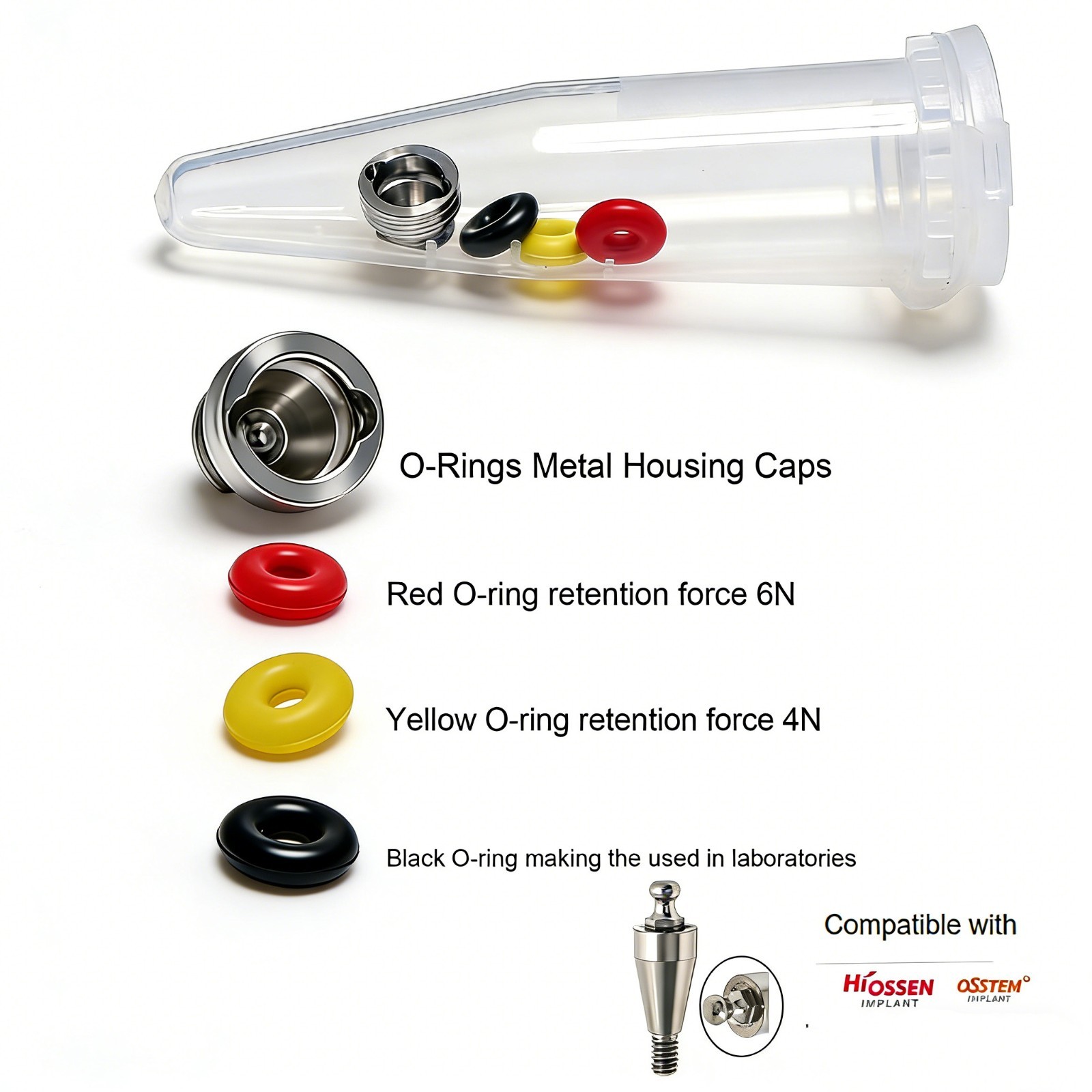 US Hiossen Hex Ball Abutment Dental O-Ring Attachment Metal Housing Retainer Kit