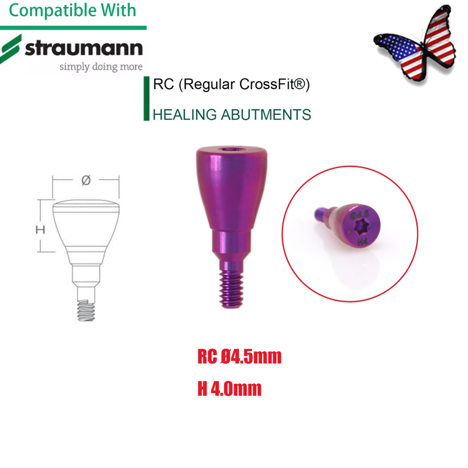 Dental Healing Abutment Cap/Closure Cover Screw Fit Straumann Cross Bone Level