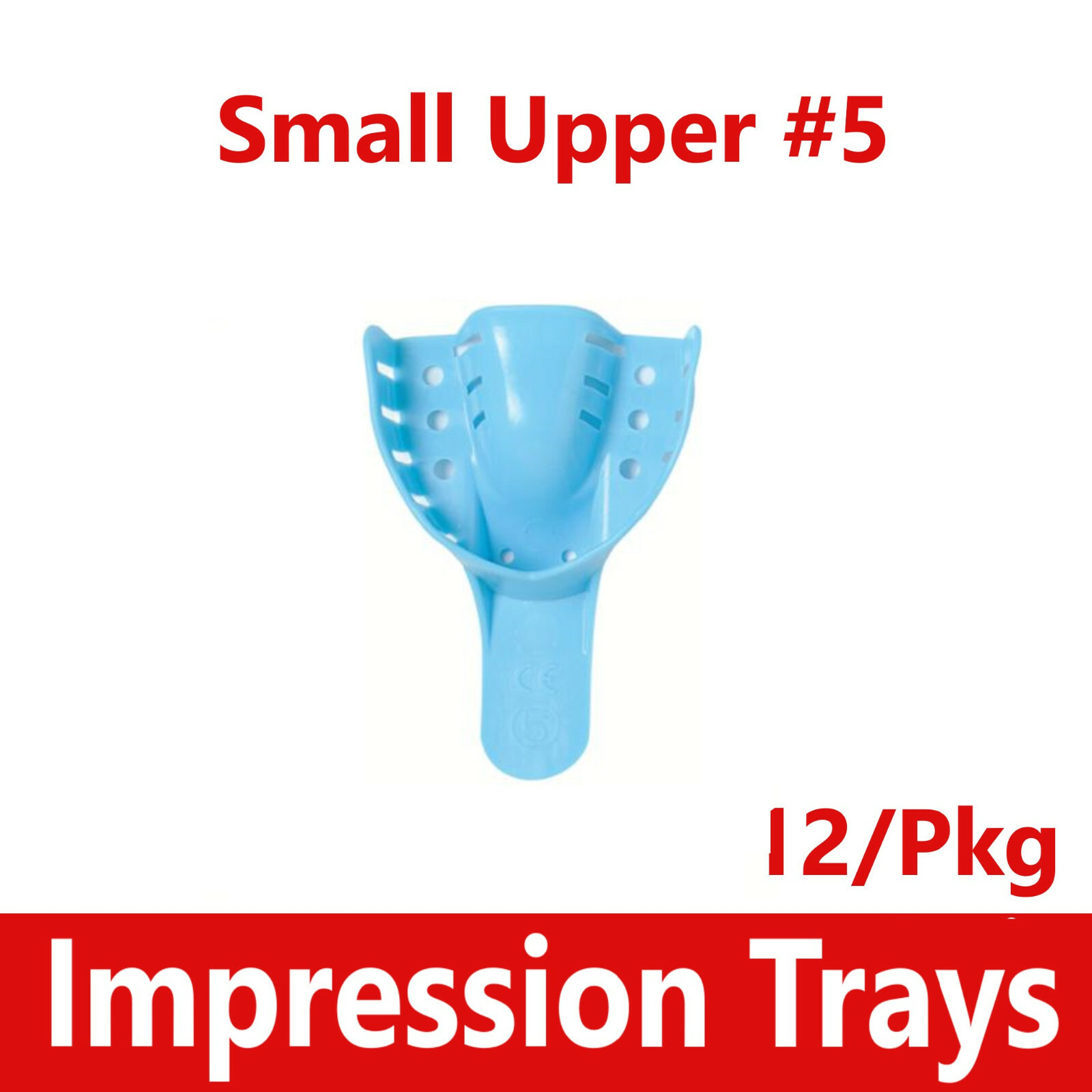Dental Plastic Impression Trays Perforated Autoclavable Upper Small #5 12 Pcs