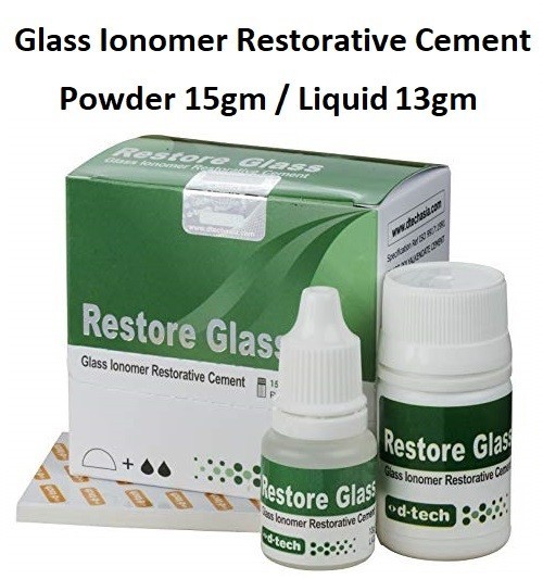 3 x Dental RESTORE GLASS Aesthetic Glass Ionomer Restorative Cement Pack