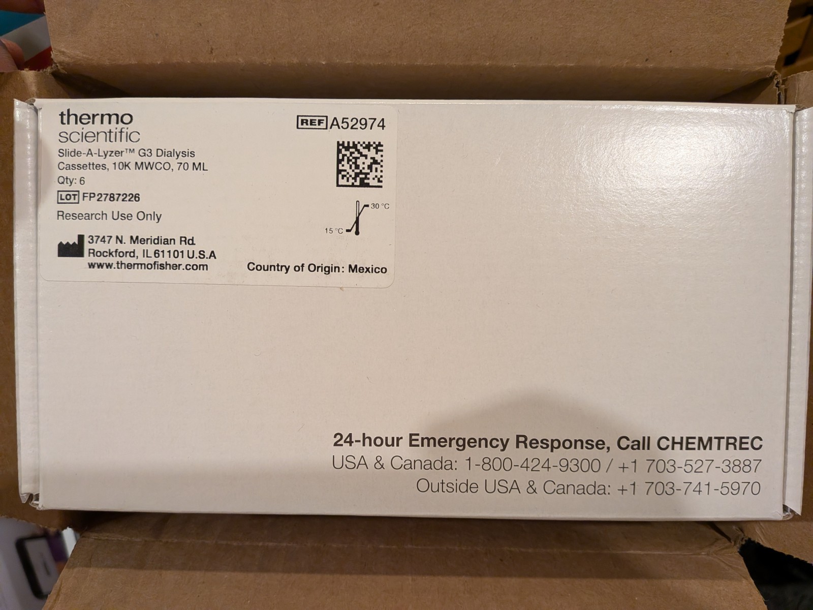 Thermo Scientific 52974 Slide-A-Lyzer G3 Dialysis Cassettes 10K MWCO 70mL A52974