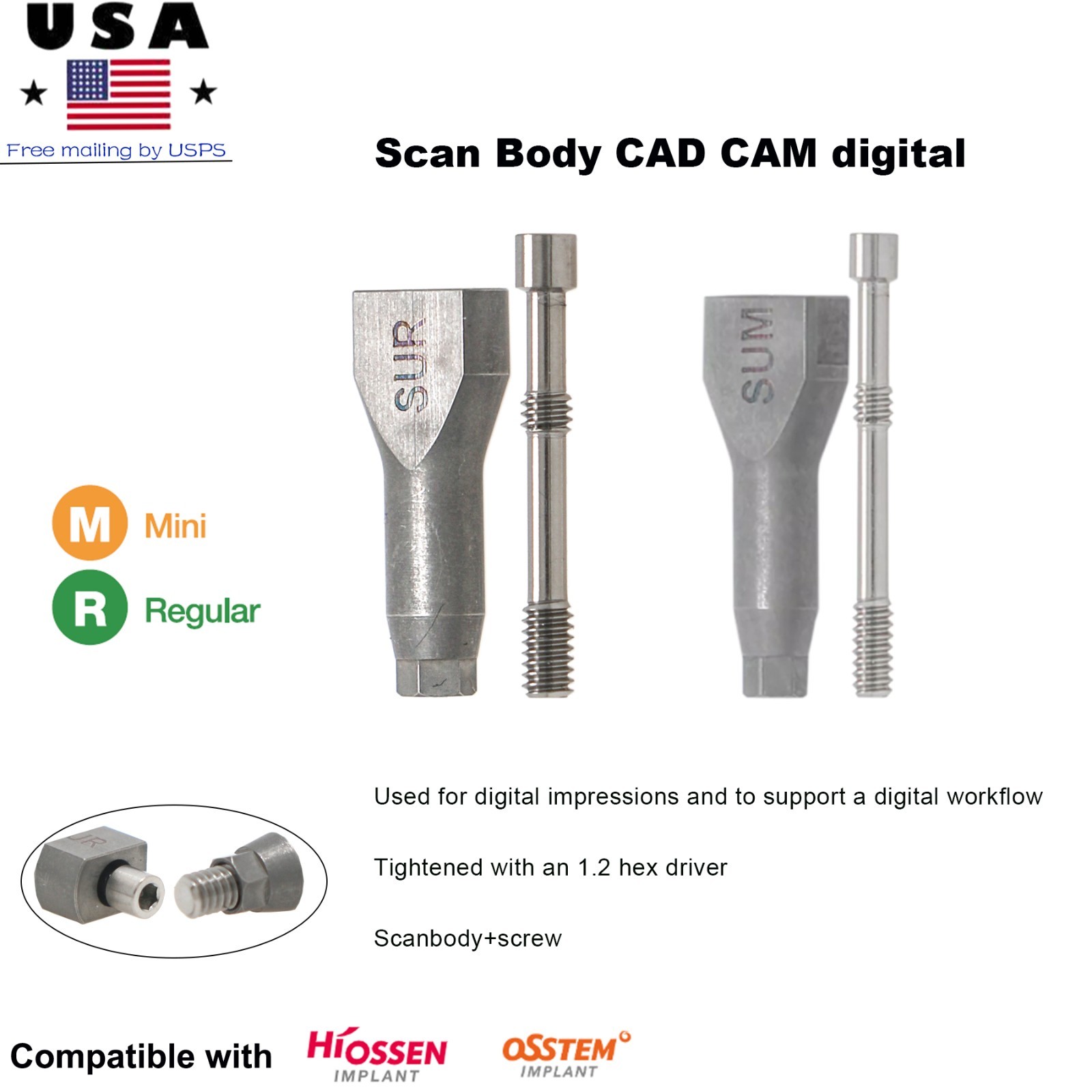 Implant Scan Body Lab Analog fit for Nobel Hiossen Osstem Straumann ITI CAD/CAM