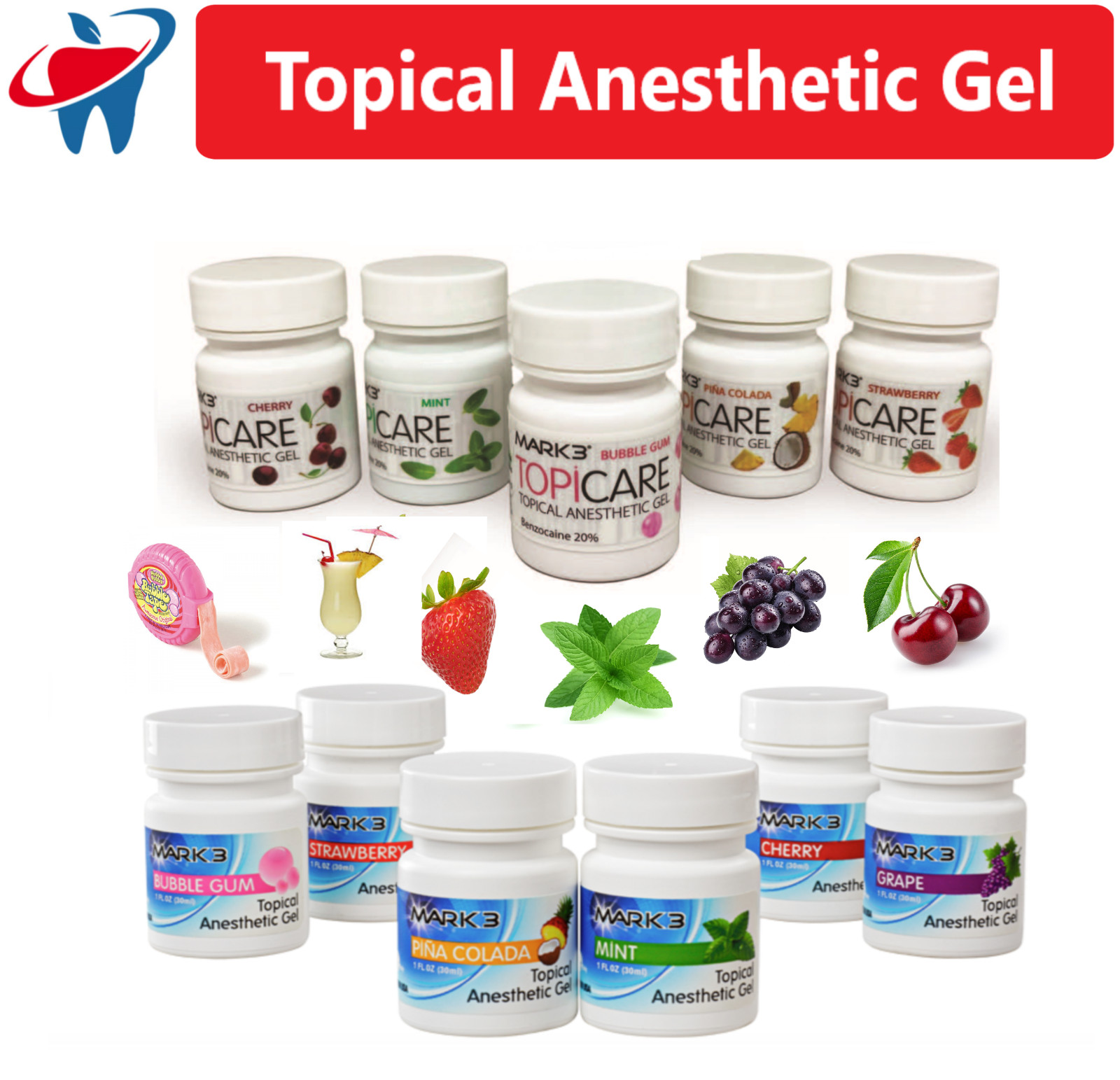 2/Pk Dental Topical Anesthetic Gel 20% 1oz Jar, Made in USA Exp 09/27