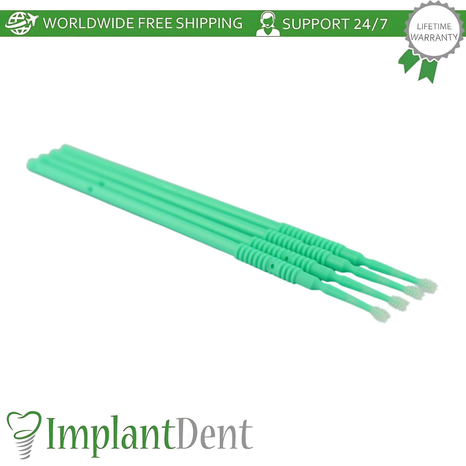 Dental Flock Free Micro Applicator Brushes Mint 50pcs Flexible Tip Dental Lab